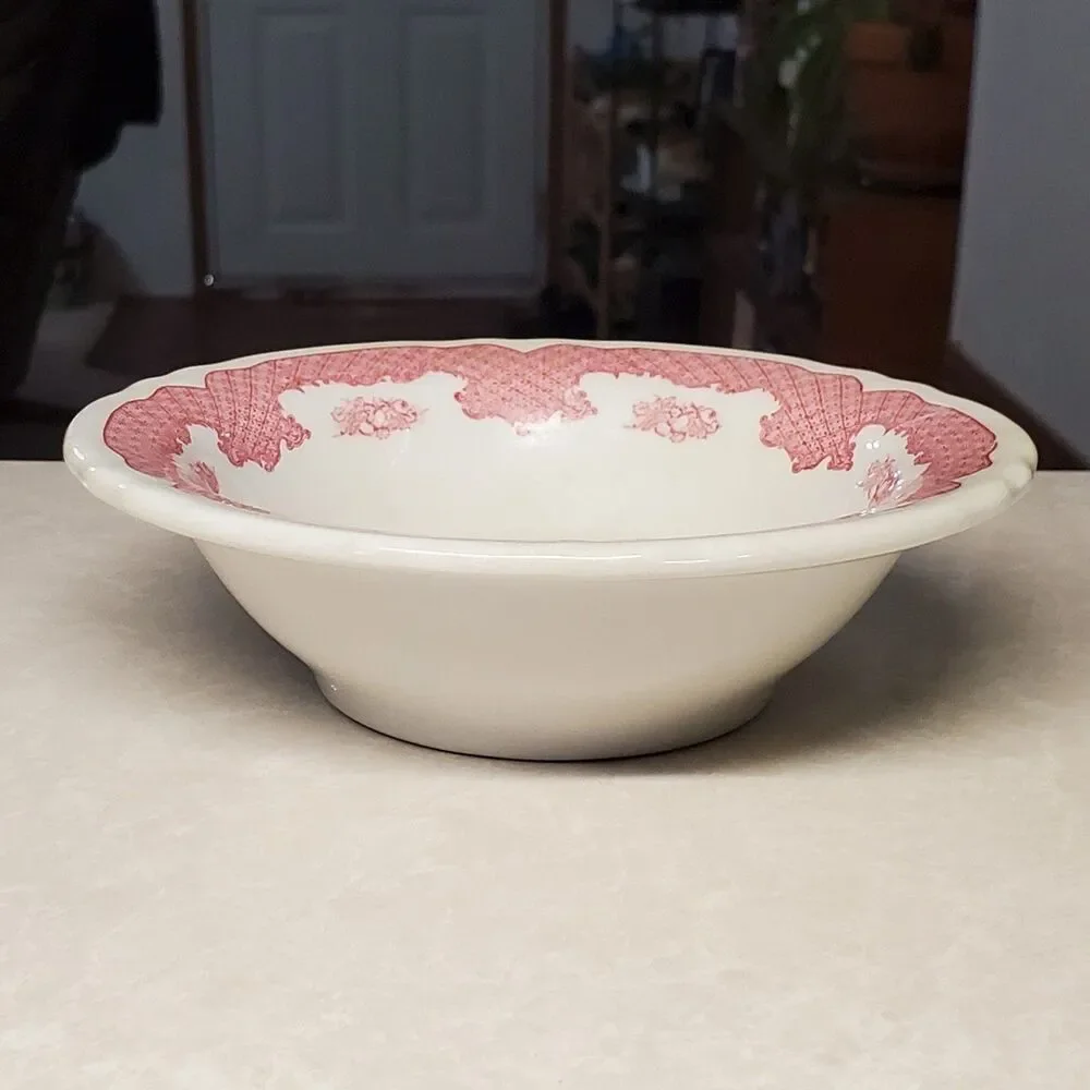 Shenango Red Lattice & Fruit Restaurant Ware Berry Bowl  Sho14 6 inches